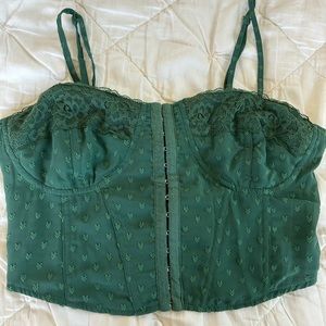Dark green Pacsun lace up corset top